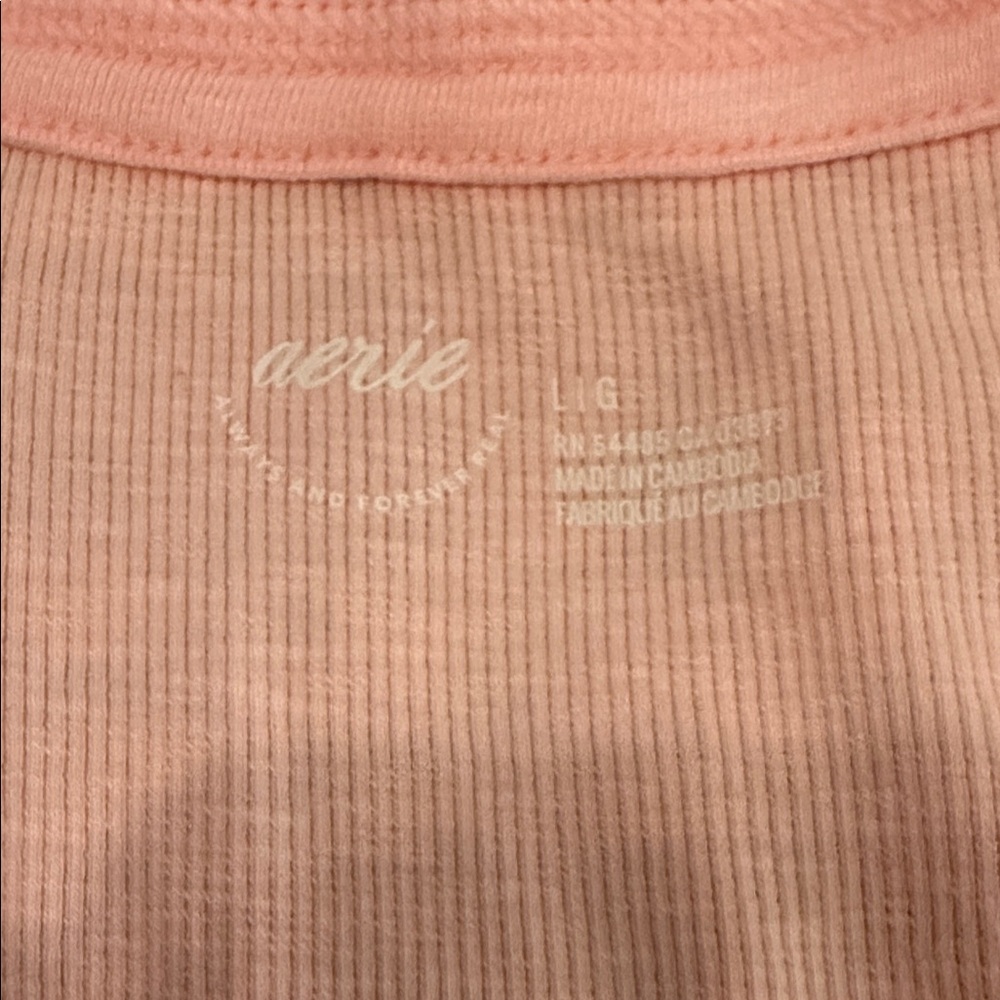 aerie Soft Pink Henley Ribbed Tank Top New With Tags NWT - Picture 2 of 4